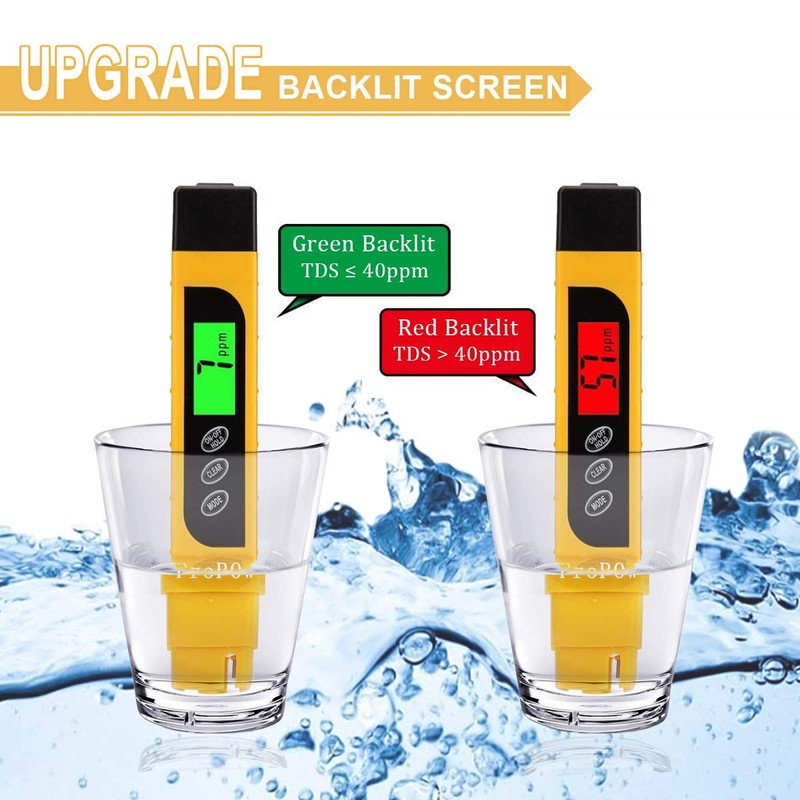 TDS Meter,ProPOW Water Quality Tester 3-in-1 TDS/EC/Temperature Meter,Water Testing Kits