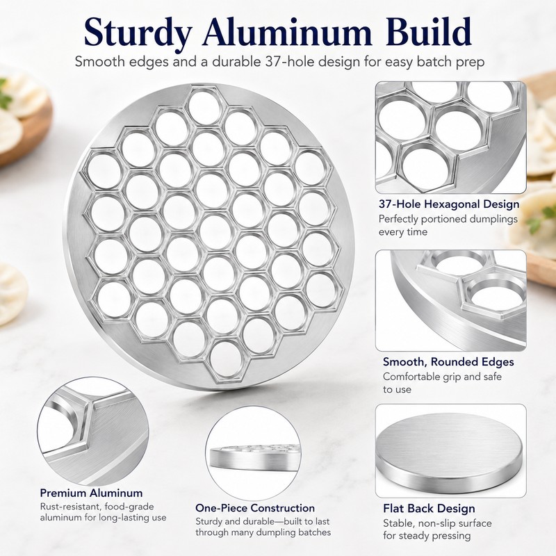 37-Hole Dumpling Maker for Homemade Pasta – Aluminum Ravioli Press
