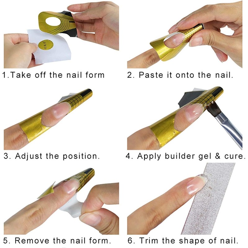 100 Pcs Nail Forms Self Adheisive Paper Nail Form Stickers