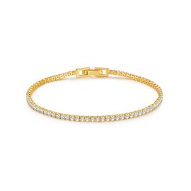 GLANZSTÜCKE MÜNCHEN Damen Armband aus 925/- Sterling Silber gelbvergoldet 14 Karat mit Zirkonia weiß Tennisarmband