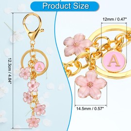 PATIKIL Initial Letter Flower Keychain, Alphabet a Enamel Charm Flower Keyring Keys Holder Bag Handbag Backpack Purse Accessories for Birthdays, Valentine's Day, Christmas, Pink