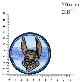 Cool Rabbit Sew-On / Iron-On Patch Embroidered Cool Rabbit with Sunglasses Iron-On Transfers Laughing Bunny Patch for Jeans Funky Rabbit Patch Applique for Sewing/Ironing 70 x 70 mm