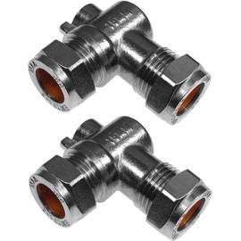 SK INFINITY | 15mm Angle Isolation Ball o fix Valves Compression 90 Degree Elbow Suitable HOT & Cold WRAS Approved (Pack of 2)