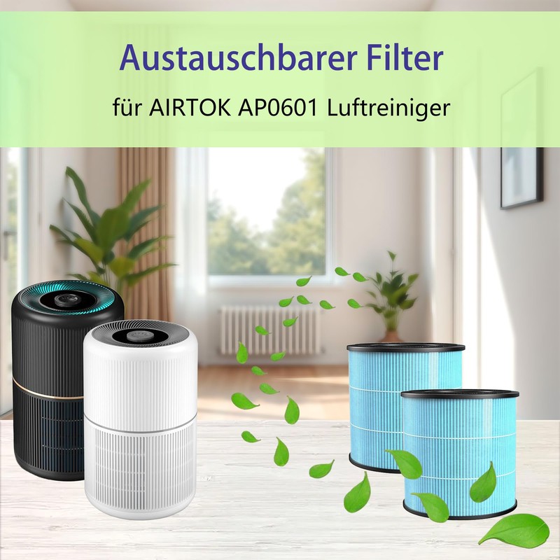AP0601 Ersatzfilter für AIRTOK AP0601 Luftreiniger, 3-in-1 HEPA-Filter Aktivkohlefilter und