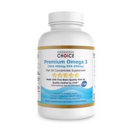 Doctor's Choice Premium Omega 3 (60 Day Supply, 120 Capsules, Soft Gel) (EPA600 mg DHA 400 mg Fish Oil Concentrated 2,000 mg