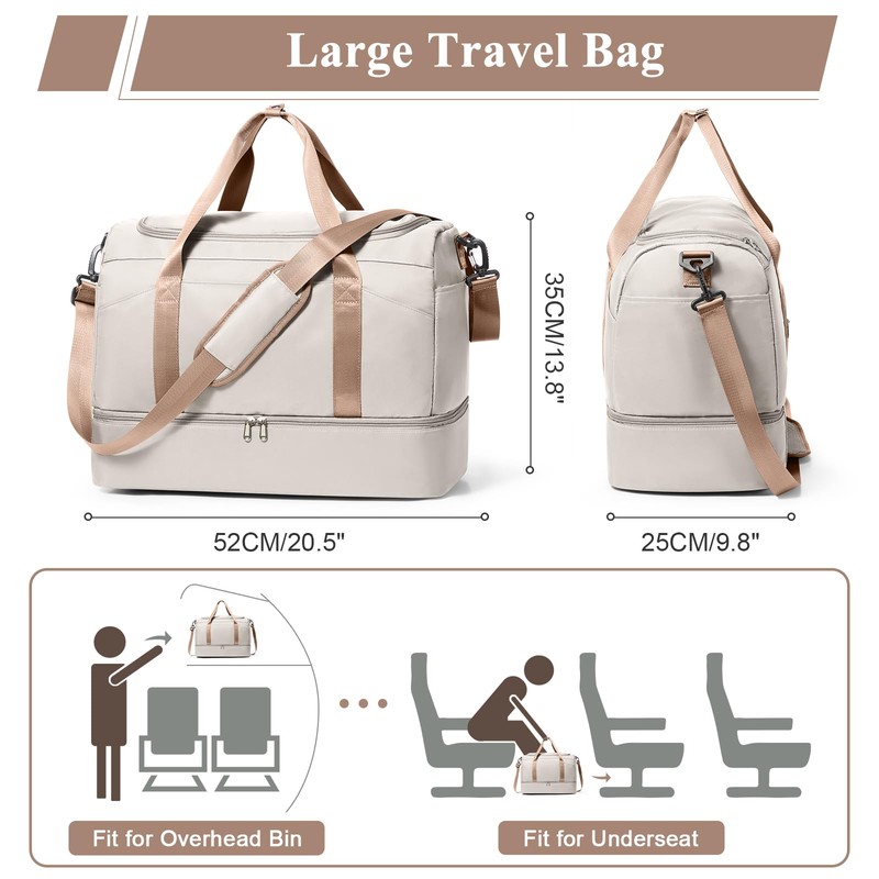 Large Travel Duffle Bag,Carry-on Overnight Weekender Bags for Women