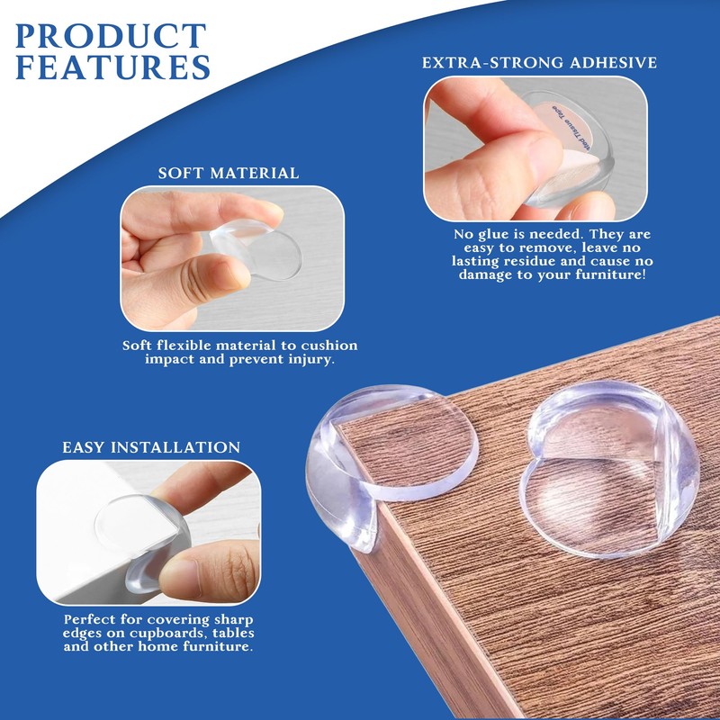 KOLIBROX Table Corner Protectors for Child - Anti-Collision Table Edge