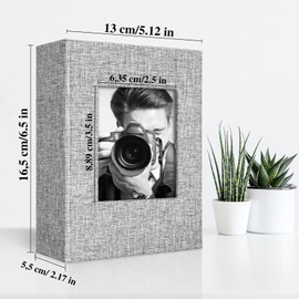 Vienrose 4x6 Photo Album for 300 Photos Linen Cover Black Pages Photo Book Large Capacity Picture Albums for Valentine Wedding Christmas Birthday (Grey, 100 pockets)