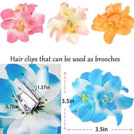 Outyua 3.5 Inches Hawaiian Flower Hair Clips for Women Artificial Tropical Hibiscus Hair Accessories Vacation Beach Barrettes for Women 4Pcs