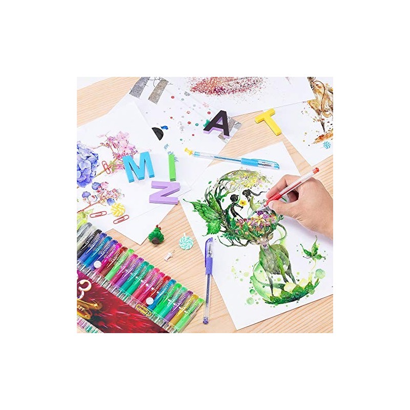 TANMIT :15.02}]} Tanmit Glitter Gel Pens, 33 Colors Neon Glitter
