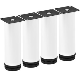 TCHOSUZ 4 Inch Metal Furniture Legs, Stainless Steel White Round Table Sofa Legs Couch Feet with Screws,Modern Furniture Replacements Feet for DIY Cabinet Nightstand TV Bench Stand 4 Pieces 10cm