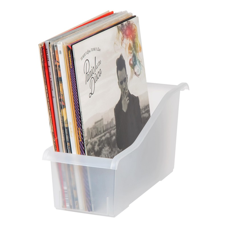 IRIS USA Plastic Book Bin Magazine Holder, 8-Pack, Vertical Standing