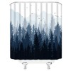 Misty Forest Shower Curtain Blue Mountain Pine Tree Jungle Birds