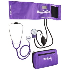 Homecare | Kit de Baunómetro con Estetoscopio profesional Simplex, Para monitorear la presión arterial, Para médicos, estudiantes y enfermeras, Incluye estuche y llave para calibrar, Color morado..