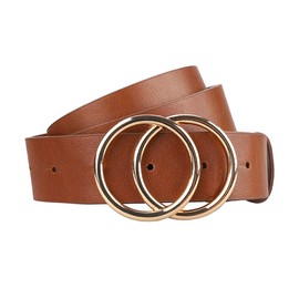 Earnda Women's Leather Belt Fashion Soft Faux Leather Waist Belts For Jeans Dress Brown Small