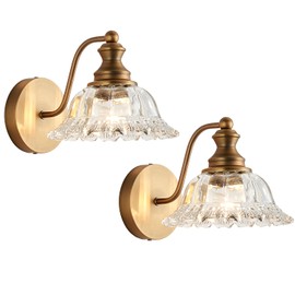 XIEDUN Vintage Wall Sconces Brass Wall Lights for Living Room Bathroom Sconces 2Pack