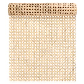 Cane Rattan Webbing Roll, 3.28ft x 13.8inch Woven Open Rattan Mesh Natural Rattan Webbing for Caning Projects Star Anise Wide Rattan for DIY Crafts Cabinet Chair Furniture
