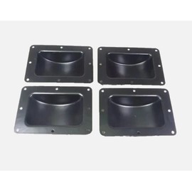Four (4) Recessed Black Castor Dish 6" x 4" to Fit 3" or 4" Wheels For ATA Cases