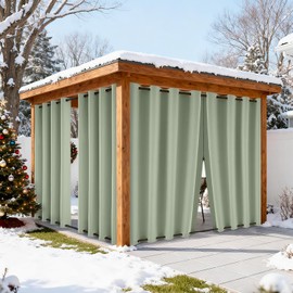 HDCAXKJ Waterproof Outdoor Curtains for Patio with Zipper Top & Bottom Grommet Thermal Privacy Drapes 2 Panels Gazebo Outside Blackout Curtains for Porch Pergola Backyard, 54" W x 108" L, Grass Green