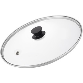 14 Inch Glass Lid For Pots, Pans and Skillets, Clear Glass Lid Replacement with Steam Vent, Stainless Steel Covers, Fit large Frying Pan With Inner dia 14.1-14.5 Inches