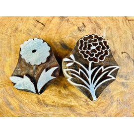 Wooden Block Stamp Floral Handmade Pailsly Patterned Blocks, Combo Set of 2, Textile Printing Equipment, Home & Office Decor, Cookies & Henna