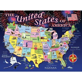 Jigsaw Puzzles 300 Pieces United States map USA Educational Fun Family Games Toys Gifts for Home Kitchen Decor Family Colorful Puzzle