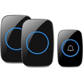 Lostrain Doorbell, Wireless Door Bell Waterproof with 1000ft/300m Operating Range, 60 Chimes, 5 Volume Levels, 2 Plug-in Receivers & 1 Push Button Cordless Doorbell Kit for Home, Office, Room