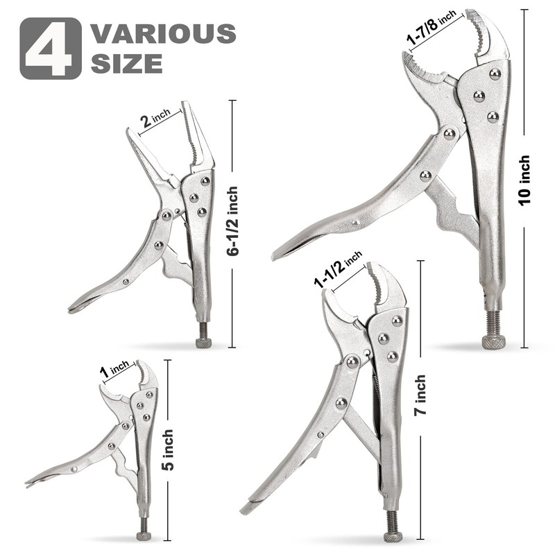 FASTPRO 4-Piece Locking Pliers Set, Vice Grips Pliers Included 5",
