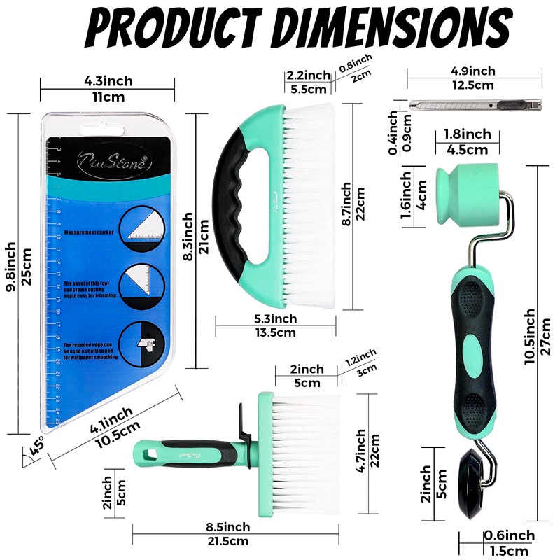 PinStone 15pcs Wallpaper Tools Kit, Flat & Corner Seam Roller,