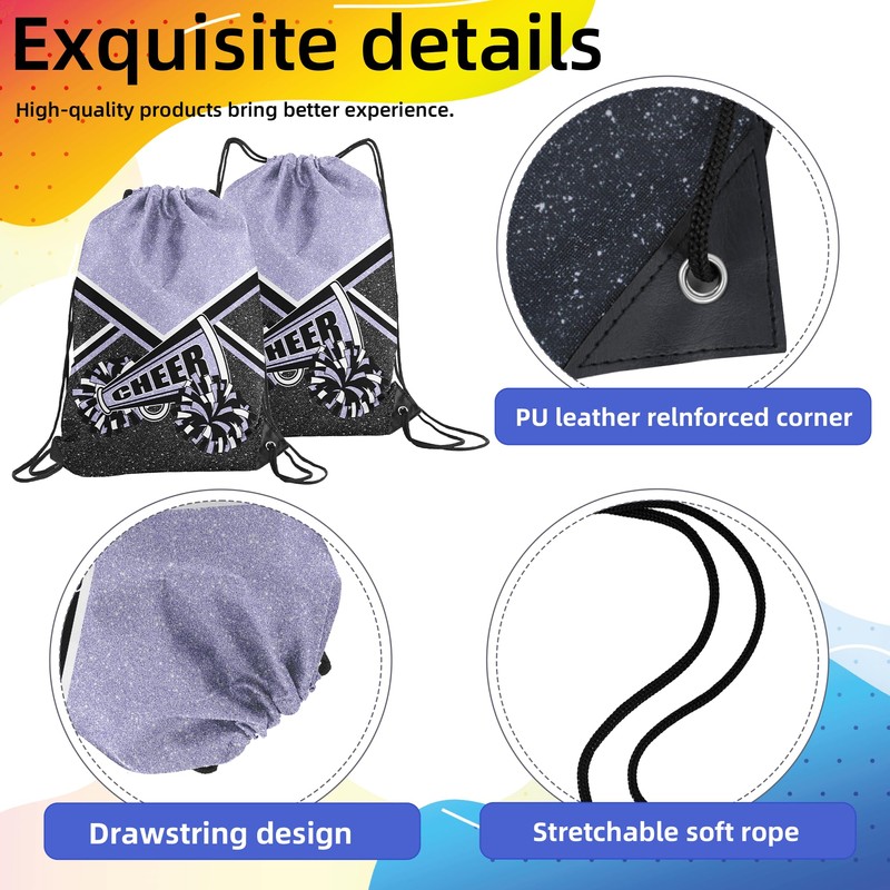 6 Pcs Cheer Drawstring Backpack Cheerleading Drawstring Bag Cheer Accessories
