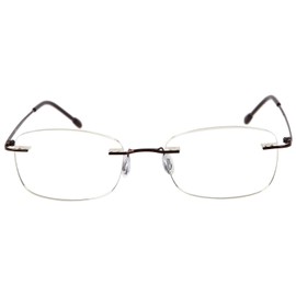 MIDI Midi Reading Glasses, Borderless, Blue Light Reduction, UV Protection, Metal Frame, Square, Men's Color: Brown (M321, C5, +1.00)