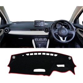 para Mazda 2 DJ DL 2015-2023 Cubierta para el Tablero del Auto Parasol Alfombrilla para Evitar la luz Almohadilla Antideslizante Alfombra para Tablero Alfombra A RHD Rojo Lateral