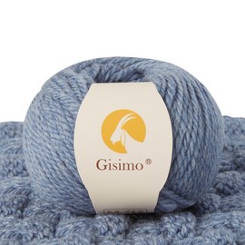 Gisimo 100% Merino Wool Yarn, 3-Ply Luxurious and Soft Yarn for Hand Knitting & Crocheting (light blue, 1Ball)