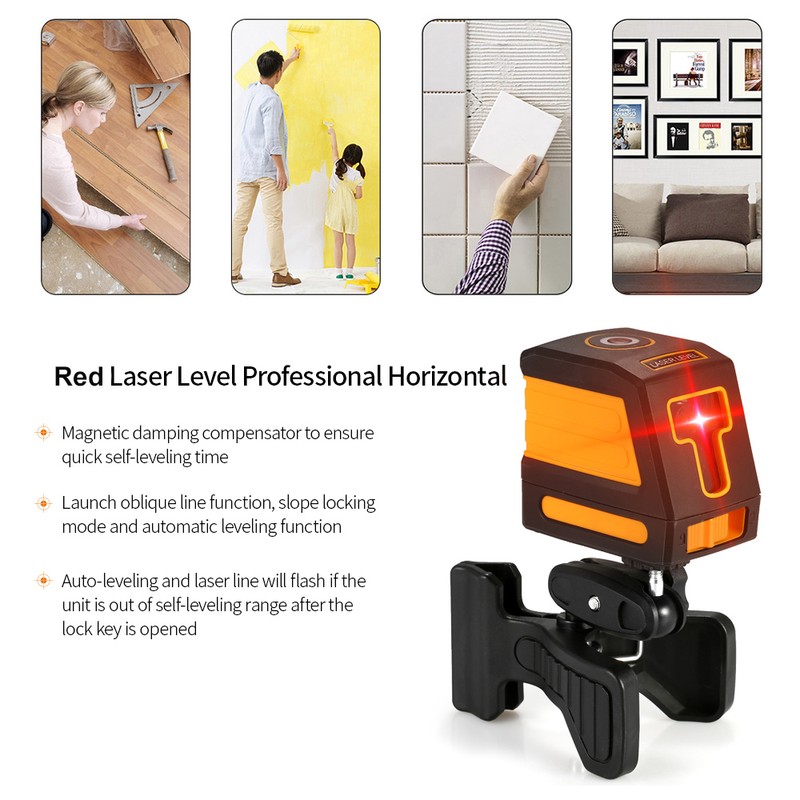 Self-Leveling 2 Lines Red Laser Level Professional Horizontal and Vertical