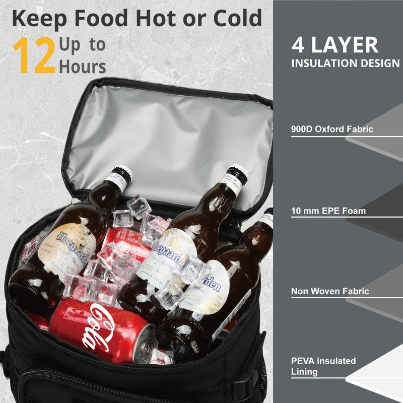 Tactical Backpack Cooler, 25L Cooler Backpack Insulated Leak-Proof, Heavy Duty