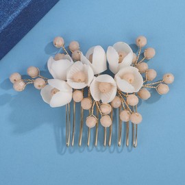 Octwine Vintage Bridal Wedding Hair Comb Silver Gold Flower Hair Comb Bridal Side Comb Crystal Hair Piece Wedding Party Prom Hair Accessories for Women (Gold)