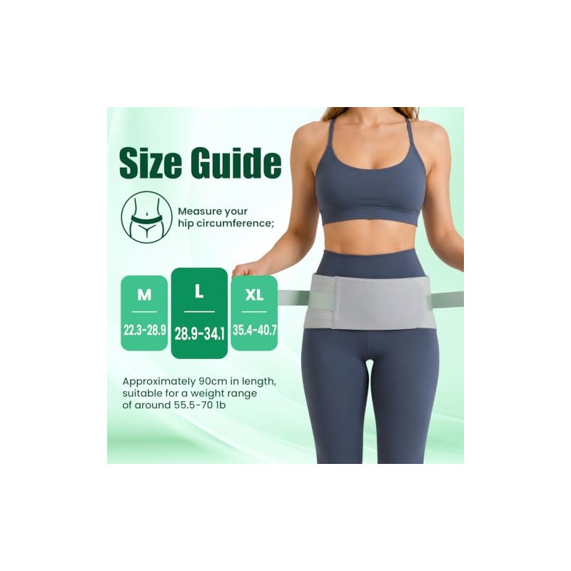 Sacroiliac Support Belt - 90cm Adjustable Back Support Belt (Green)