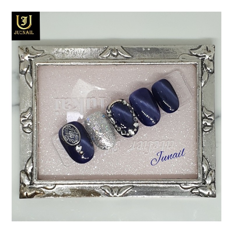 Silent night sky handmade nail tips - Short stiletto /