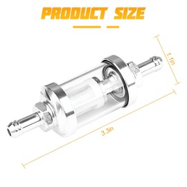 TNAIYH 5/16" Inline Motorcycle Fuel Filter, Aluminum Alloy Reusable Glass Fuel Gasoline Filter, Waterproof Removable Car Modification Accessories, Universal for ATV Dirt Bike (Silver)