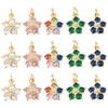 DELORIGIN 15PCS Cubic Zirconia Flower Charms Gold Plated Floral Metal