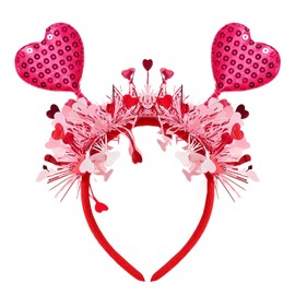 AIUPUOC Heart Headband Valentine's Day Hair Accessories for Women Party Outfits Cute Gold Glitter Headband Party Supplies Hair Accessories 1PCS (Pink Heart, Average)