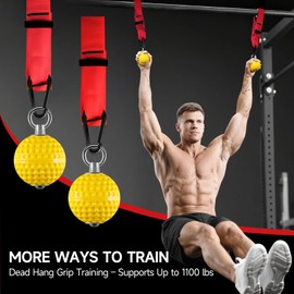 FitBeast Pull Up Grips & Grip Ball Combo, Finger Strengthener Straps for Pull Up Bar, Handles Attachment for Rock Climbing, Grip Training & Home Gym Workout