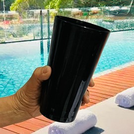 Vasos De Plastico Polipropileno Parece Glitter Brillantina, reutilizables de 24oz, 710ml, sin BPA, Apto para Microondas y Lavavajillas, Apilables, Ideales para Hogar o Negocio (6pz, Negro)