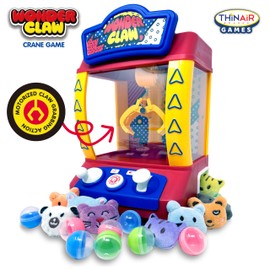 Thin Air Brands Wonder Claw Machine Crane Game for Kids - Arcade Style with 9 Stuffed Animal Prizes and 9 Balls, Sound Effects - Perfect Birthday Surprise Toy Grabber Arcade Game