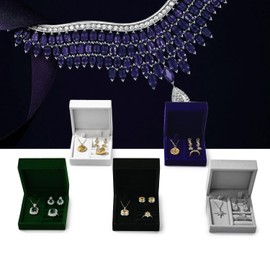 Woodten Small Jewelry Set Gift Box Velvet Jewelry Box for Ring Earrings Necklace Velvet Jewelry Box Gift(Beige)