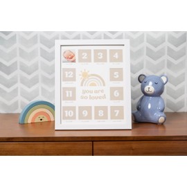 Kate & Milo My First Year Photo Frame, Baby Milestone Picture Frame, Newborn Keepsake Nursery Décor, Baby Girl and Baby Boy Gift, You Are So Loved, White