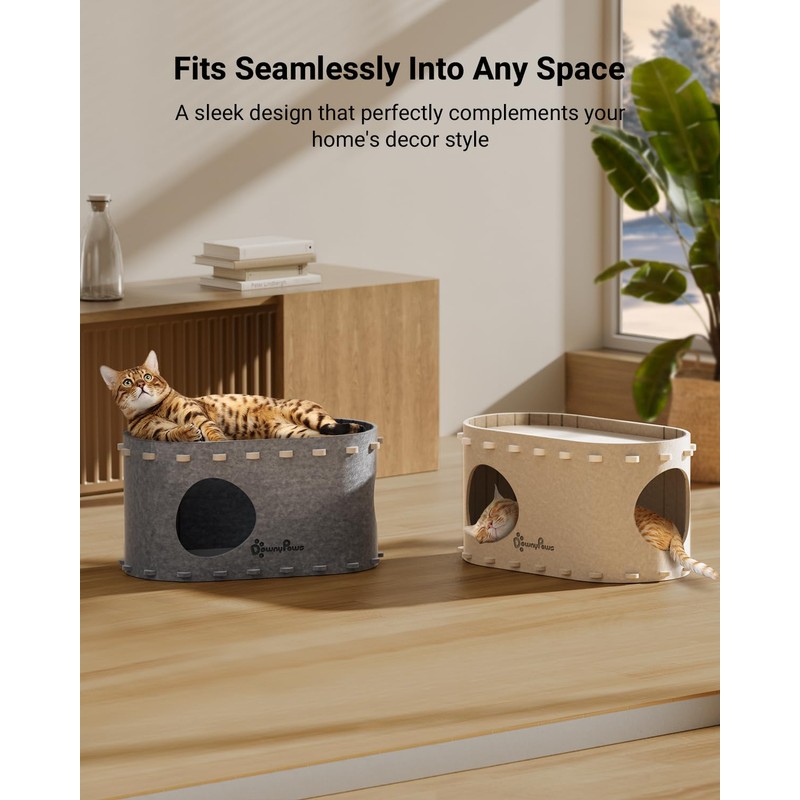 DownyPaws Cat House for Indoor Cats, Cat Bed Cave for