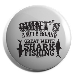 Hippowarehouse QUINT'S AMITY ISLAND GREAT WHITE SHARK FISHING Badge Pin 38mm