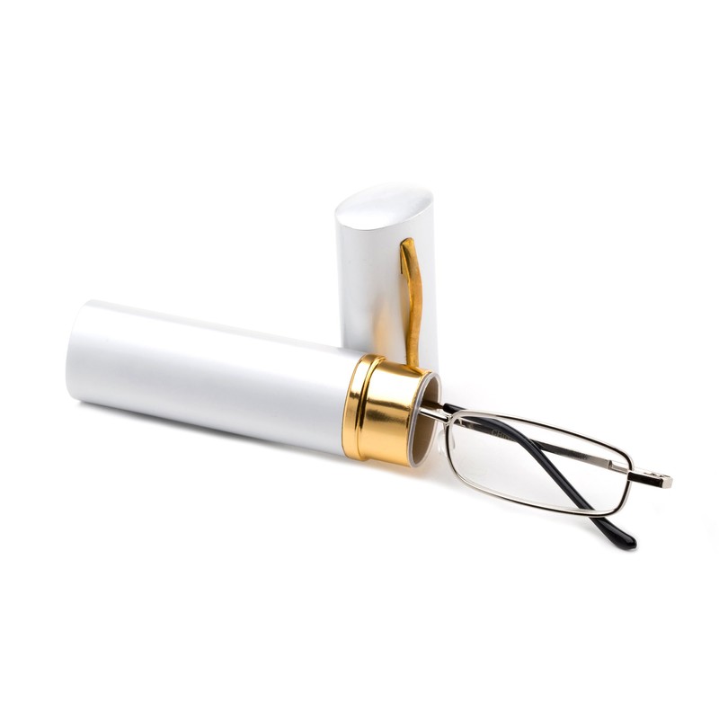 Pocket Readers Ultra Compact Reading Glasses Aluminum Tube Reader Silver