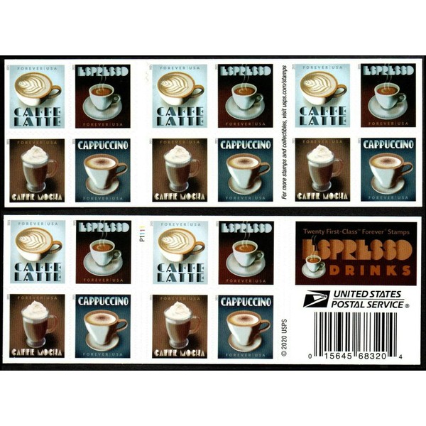 Espresso Drinks Booklet Pane of 20 Current First Class Postage Stamps Scott 5572a